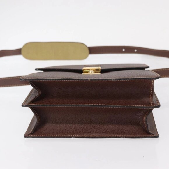 GUCCI Shoulder Bag Leather Gold Brown Auth 155188 - Picture 7 of 16